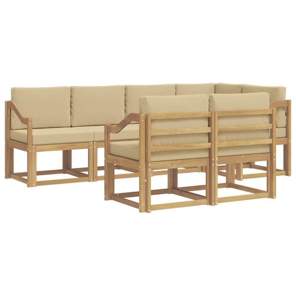 Utomhussoffset med kudde 7 pcs Vit och Beige Polyester