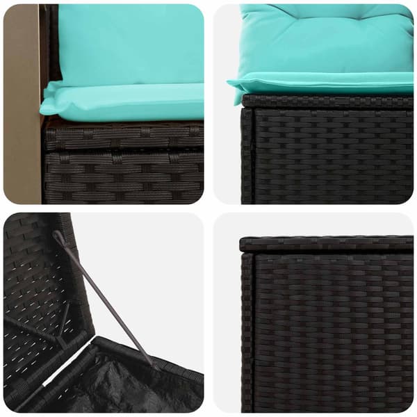 Soffset 7 pcs Svart och blå Poly Rattan och stål