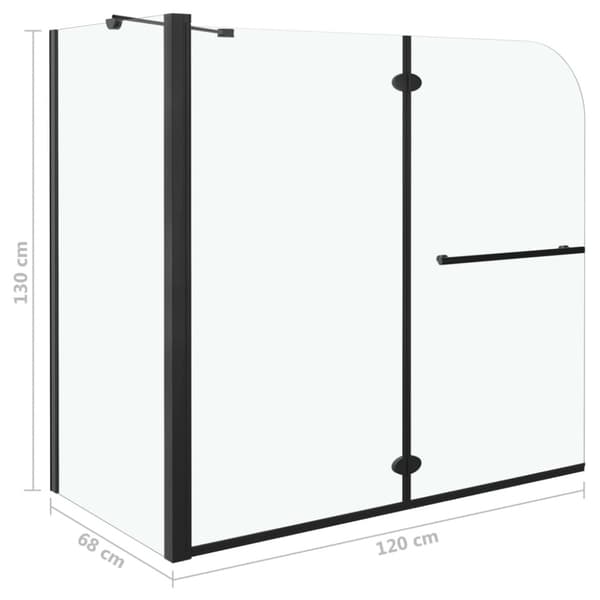 Duschvägg fällbar ESG 120x68x130 cm svart