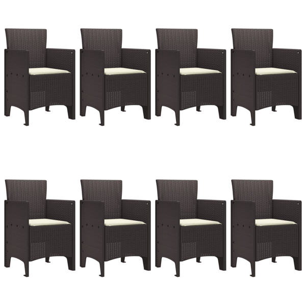 Trädgårdsmöbelset 9 pcs Brun Polypropylen