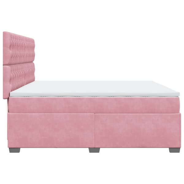 Ramsäng med madrass rosa 200x200 cm sammet
