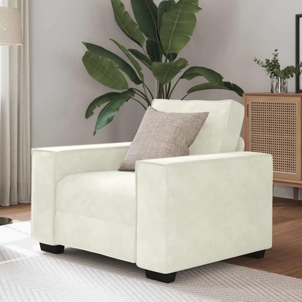 Soffstol gräddvit 100x78x84 cm sammet