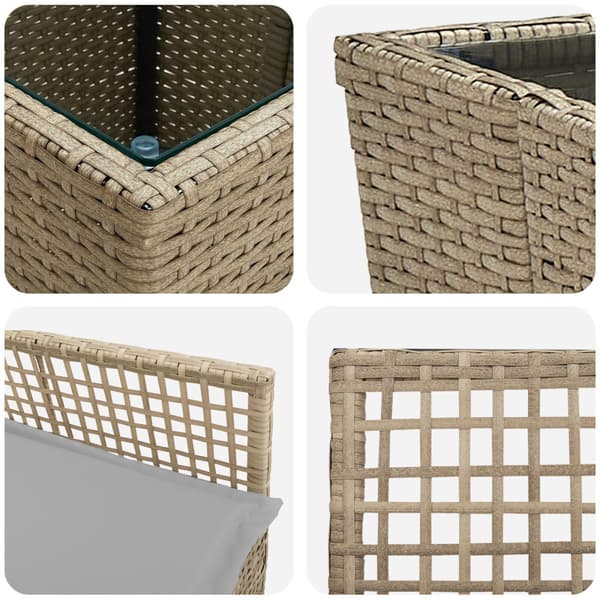 Trädgårds Bistro Set 3 pcs Beige konstrotting