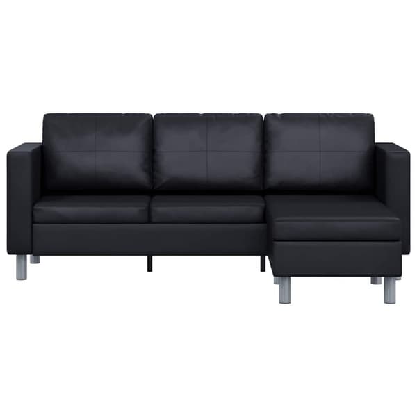 Divansoffa 3-sits konstläder svart