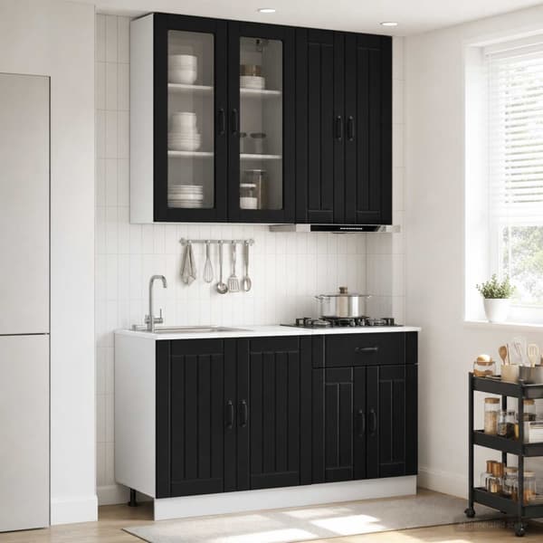 Köksenhet LUCCA 4 pcs Svart Konstruerat trä