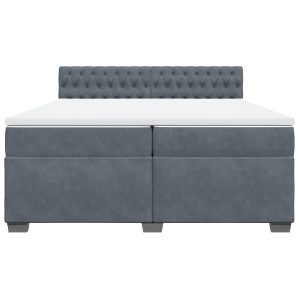 Ramsäng med madrass mörkgrå 200x200 cm sammet