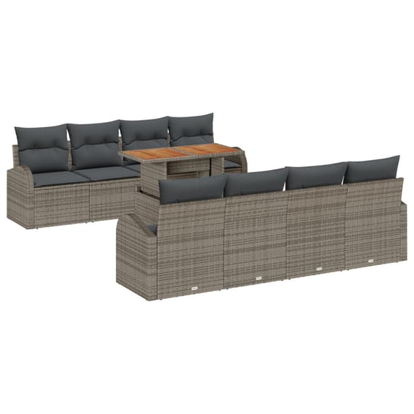 Trädgårdsoffset med lagring 9 pcs Grå Poly rattan