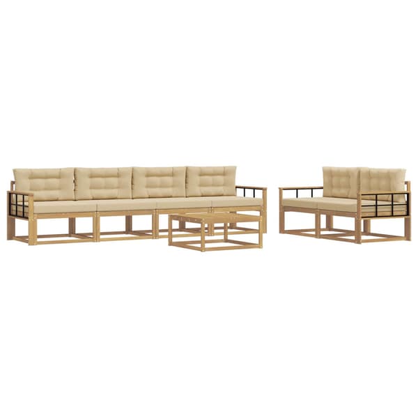 Utomhussoffset med kudde 6 pcs Vit och Beige