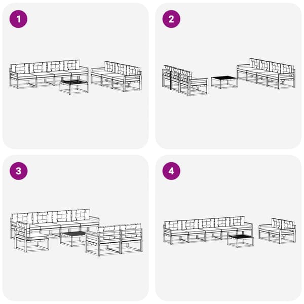 Utomhussoffset med kudde 7 pcs Vit och Beige