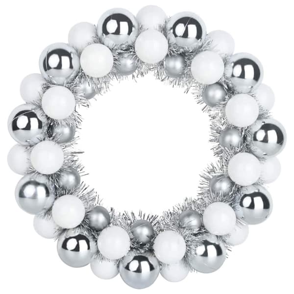 Julkulor kransar 2 pcs Vit och Silver 33 x 33 x 7 cm Polystyren