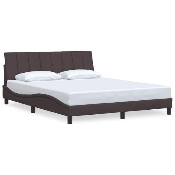 Bed Frame without Mattress "Hanko" Dark Brown 160x200 cm Fabric
