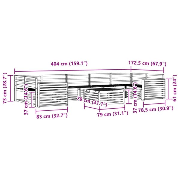 Utomhussoffset 8 pcs Naturfärg