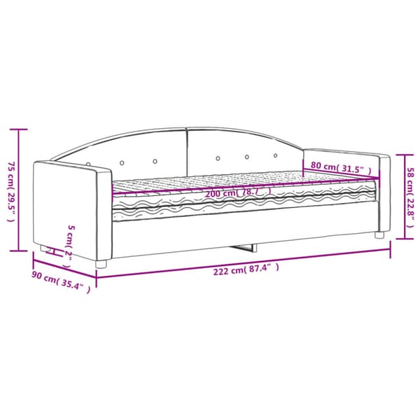 Dagbädd med madrass mörkgrön 80x200 cm sammet