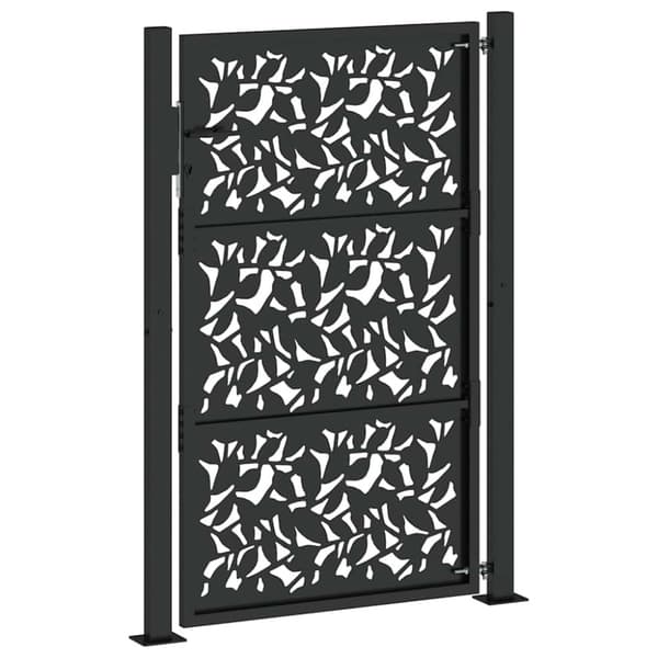 Trädgårdsgrind svart 100x150 cm stålbladsdesign