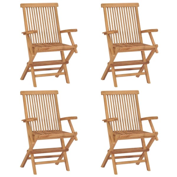 Trädgårdsstolar med grå dynor 4 st massiv teak