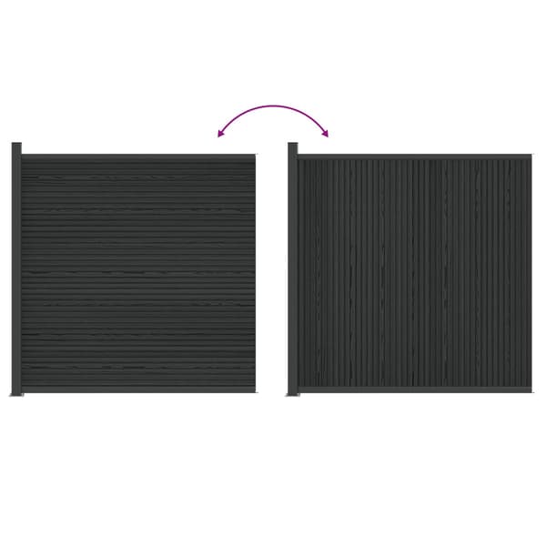 Stängselpanel WPC och aluminium Svart