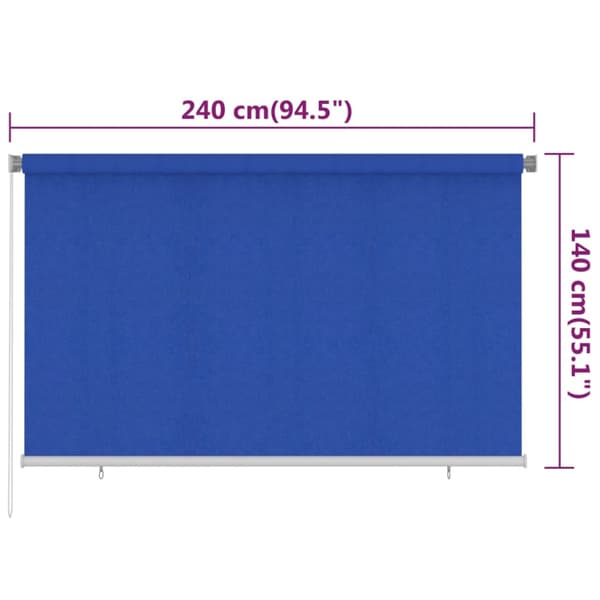 Rullgardin utomhus 240x140 cm blå HDPE