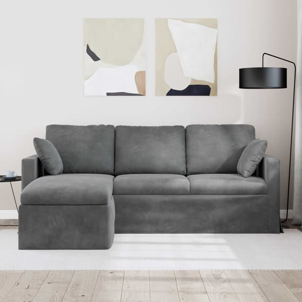 Soffa Mörkgrå 198 x 134 x 80 cm Sammet