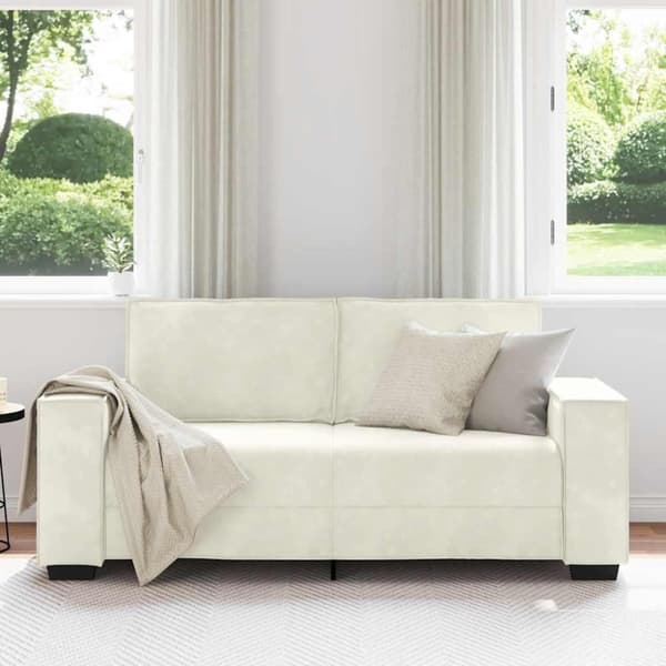 Soffa 2-sits gräddvit 180x78x84 cm sammet