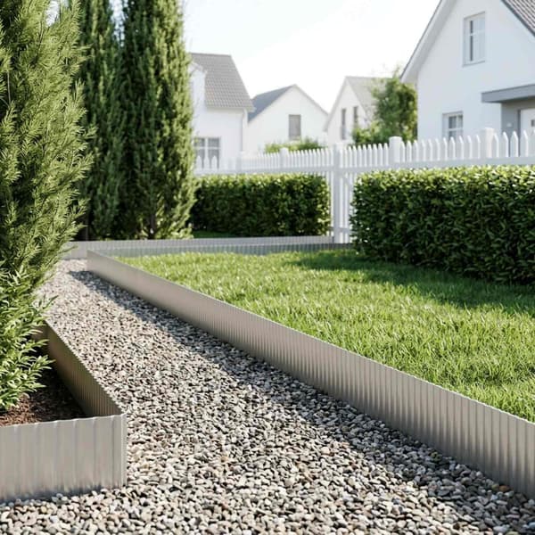 vidaxl Kant för gräsmatta 20 m x 25 cm Galvaniserat stål Silver