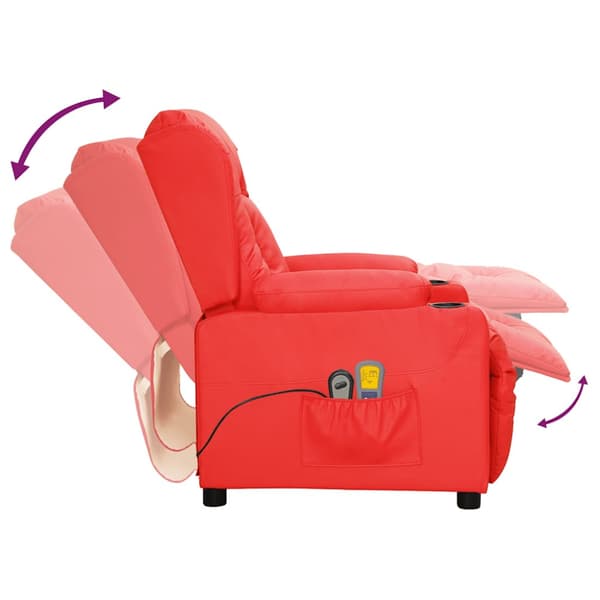 Elektrisk massagefåtölj röd konstläder