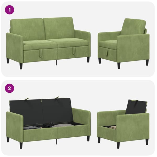 Soffgrupp med förvaring 2 st Ljusgrön Polyester