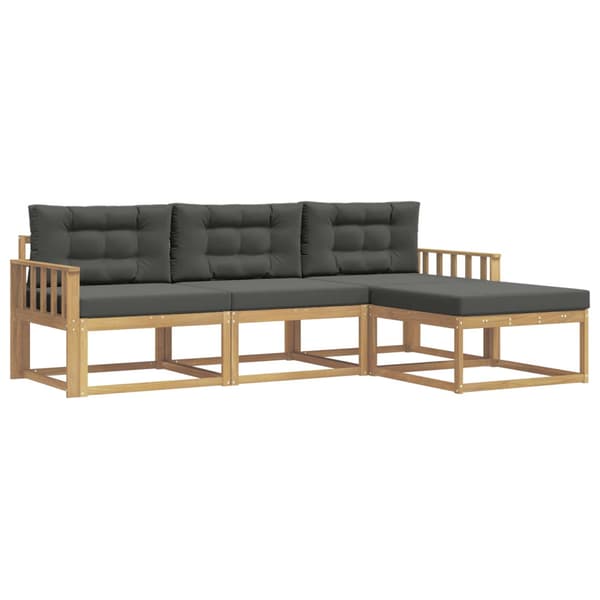 Utomhussoffset med kudde 4 pcs Vit och antracit Polyester
