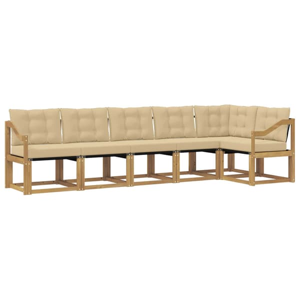 Utomhussoffset med kudde 6 pcs Vit och Beige