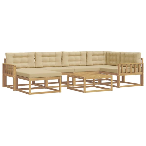 Utomhussoffset 7 pcs Vit och Beige