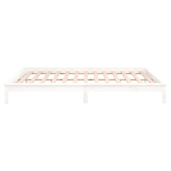 Sängram LED vit 120x200 cm massivt trä