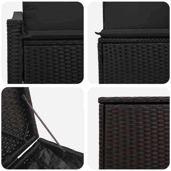 Soffset 7 pcs Svart Poly Rattan och stål