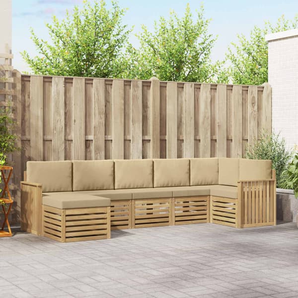 Utomhussoffset 7 pcs Vit och Beige