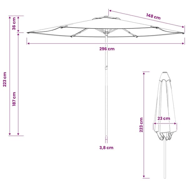 Trädgårdsparasol 300 x 300 cm Polyester Rektangulär Gräddvit