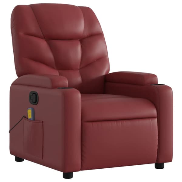 Massagefåtölj vinröd konstläder