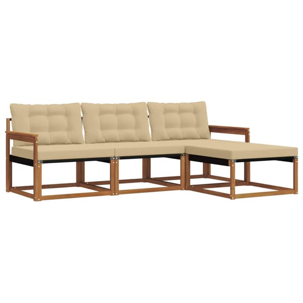 Utomhussoffset med kudde 4 pcs Naturlig och Beige