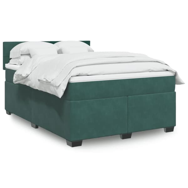 Ramsäng med madrass mörkgrön 140x190 cm sammet
