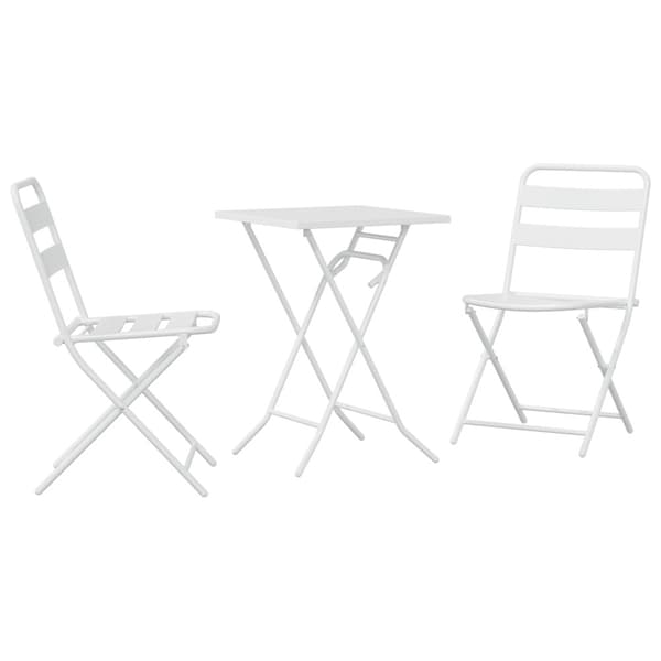 Trädgårds Bistro Set 3 pcs Vit Stål