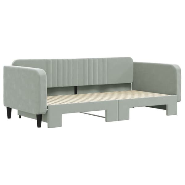 Dagbädd utdragbar ljusgrå 100x200 cm sammet