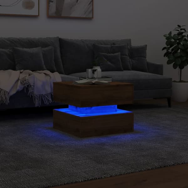 Soffbord med LED ek 50x50x40 cm