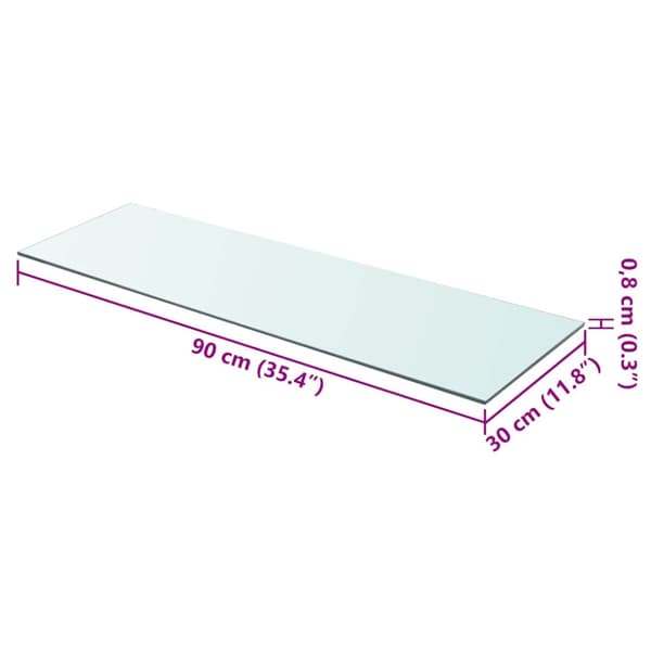 Hyllplan glas genomskinlig 90x30 cm