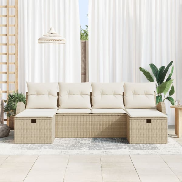 Soffset 6 st Beige och gräddfärgad konstrotting