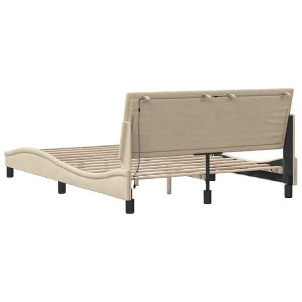 Bed Frame without Mattress "Hanko" Cream 140x200cm Fabric