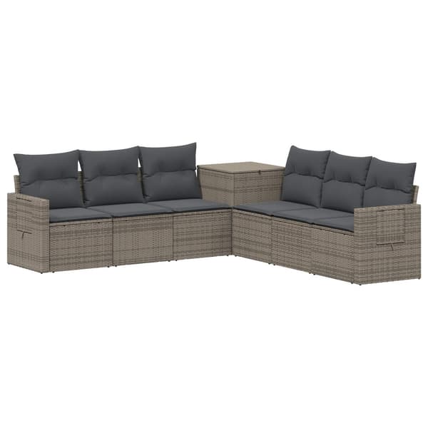 Soffset 7 pcs Grå och mörkgrå Poly Rattan och stål
