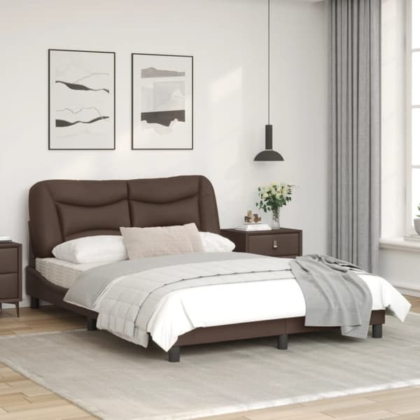 Bed Frame with LED without Mattress "Hvar" Brown 120x200 cm