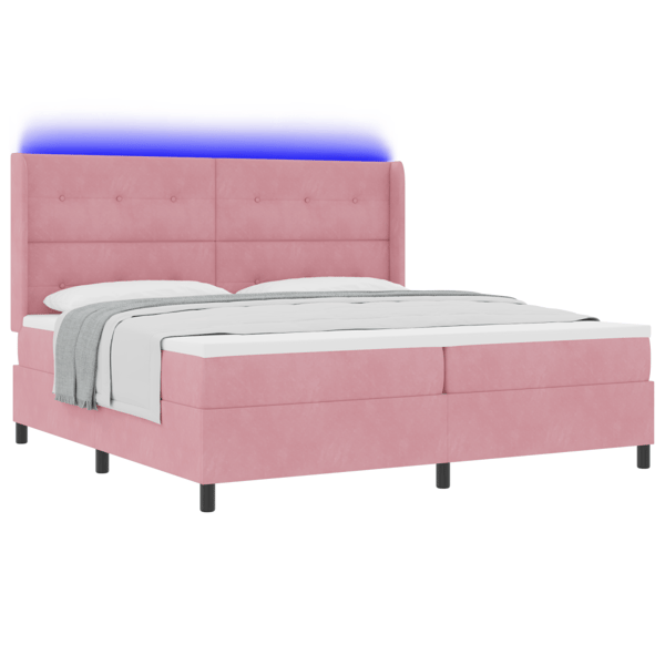 Bäddfjäder med LED-ljusslingor Rosa 200 x 200 cm Sammet