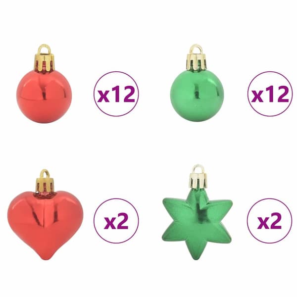 Julprydnad Set 40 pcs Röd och grön Plast
