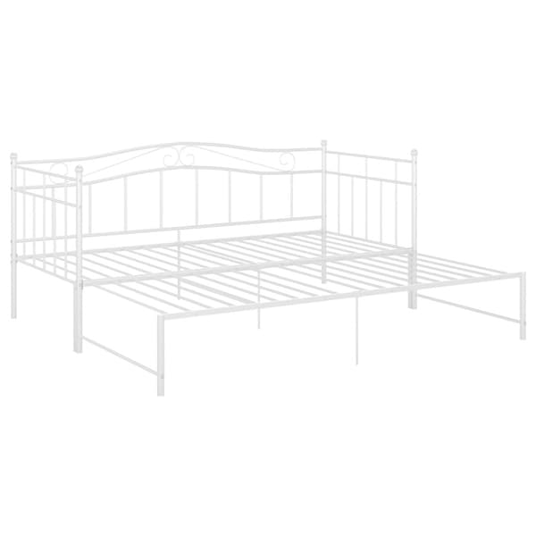 Utdragbar sängram bäddsoffa vit metall 90x200 cm