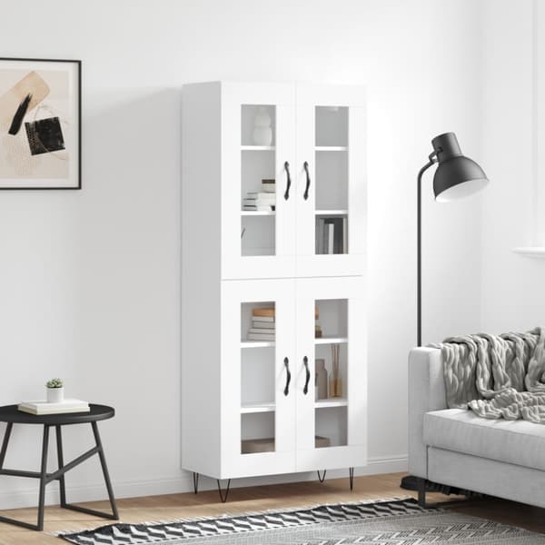 Högskåp vit 69,5x34x180 cm konstruerat trä
