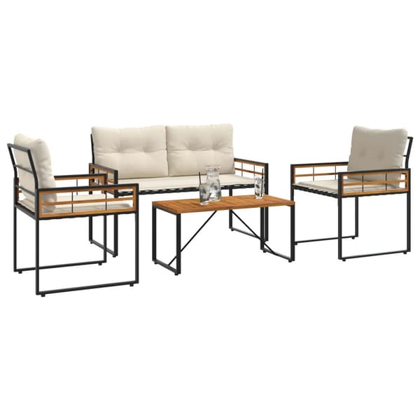 Utemöbelset med kudde 4 pcs Kräm