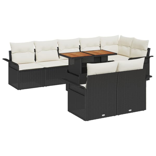 Trädgårdsoffset med lagring 9 pcs Svart Poly rattan